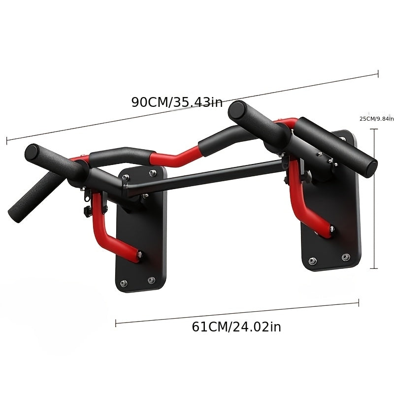 Wall-Mounted Multi-Grip Pull-Up & Dip Station with Resistance Bands
