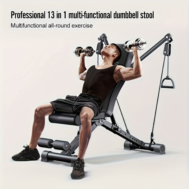 13-in-1 Adjustable Multifunctional Weight Bench with Cable System